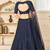 Navy-blue embroidered georgette semi stitched lehenga