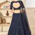 Navy-blue embroidered georgette semi stitched lehenga