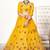 Yellow embroidered net semi stitched ceremonial lehenga