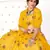 Yellow embroidered net semi stitched ceremonial lehenga