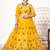 Yellow embroidered net semi stitched ceremonial lehenga