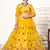 Yellow embroidered net semi stitched ceremonial lehenga