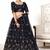 Navy-blue embroidered net semi stitched party lehenga