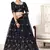 Navy-blue embroidered net semi stitched party lehenga