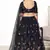 Navy-blue embroidered net semi stitched party lehenga