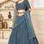Grey embroidered georgette semi stitched lehenga