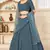 Grey embroidered georgette semi stitched lehenga