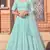 Sky-blue embroidered georgette semi stitched lehenga