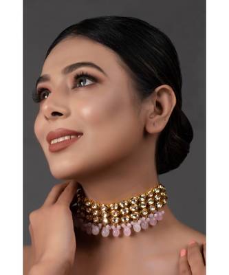 Pink Gold Tone Kundan Choker 1
