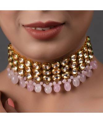Pink Gold Tone Kundan Choker 2