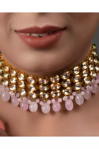 Pink Gold Tone Kundan Choker