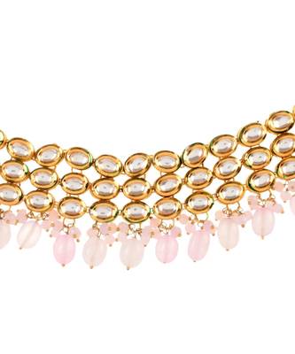 Pink Gold Tone Kundan Choker 4