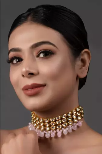 Pink Gold Tone Kundan Choker