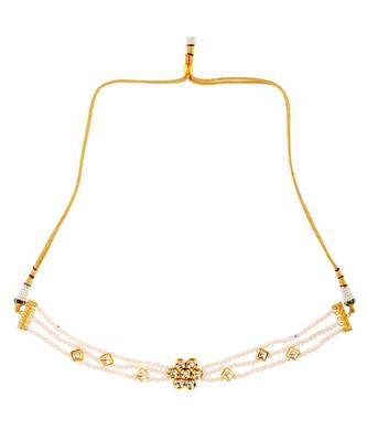White Gold Tone Kundan Onyx Choker  3
