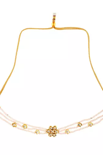White Gold Tone Kundan Onyx Choker 