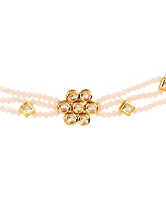 White Gold Tone Kundan Onyx Choker  4