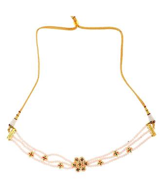 White Gold Tone Kundan Onyx Choker  5