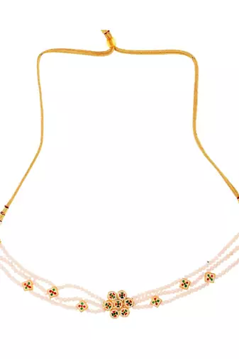 White Gold Tone Kundan Onyx Choker 