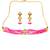 Pink Gold Tone Kundan Beaded Choker Necklace with earrings