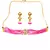 Pink Gold Tone Kundan Beaded Choker Necklace with earrings