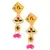Pink Gold Tone Kundan Beaded Choker Necklace with earrings
