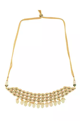 Ivory Beaded Handcrafted Kundan Choker With Earrings
