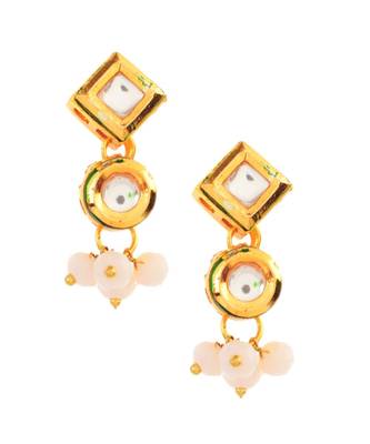 White Gold Tone Kundan Onyx Choker Necklace With Earrings 4