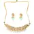 Blue Gold Tone Kundan Beaded Choker Necklace with earrings