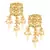 Cream Gold Toned  Kundan Earrings