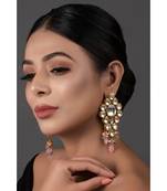 Handcrafted Pink Green Gold Tone Kundan Earrings