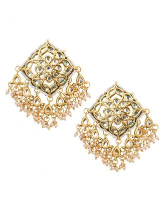 Gold Tone Kundan Inspired Earrings 2