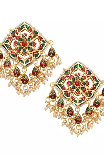 Gold Tone Kundan Inspired Earrings