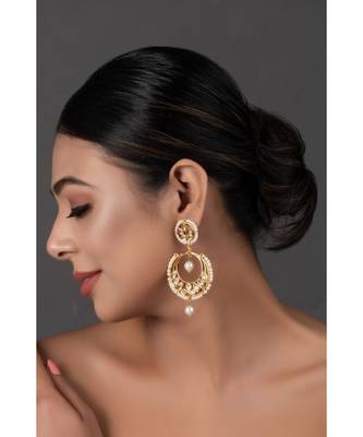 Pearl beaded Kundan Inspired Drop Earrings 2