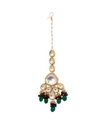 Emerald Beaded Kundan Inspired Mang Tikka 2
