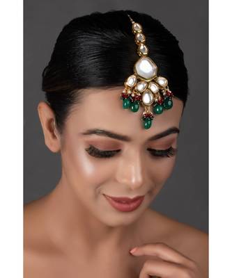 Emerald Beaded Kundan Inspired Mang Tikka 3