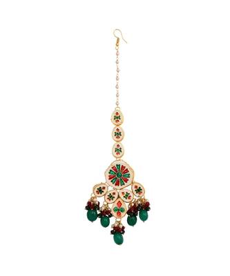 Emerald Beaded Kundan Inspired Mang Tikka 4