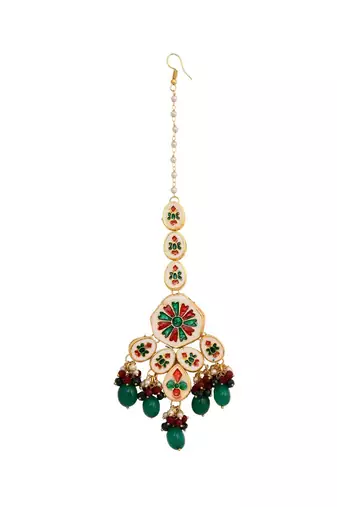 Emerald Beaded Kundan Inspired Mang Tikka