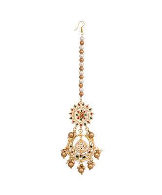 Gold Tone Kundan Handcrafted Maang Tikka 4