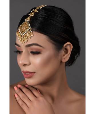 Gold Tone Kundan Inspired Maang Tikka 5