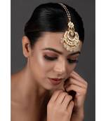 Cream Gold Toned  Kundan Inspired Mang Tika