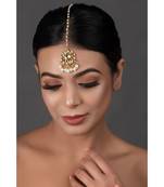 Gold Tone Kundan Maang Tikka With Pearls