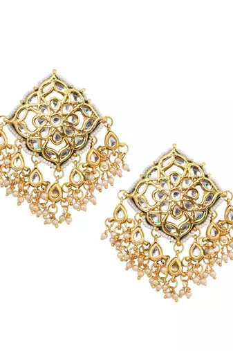 Gold Tone Kundan Inspired Mang Tikka With Earrings