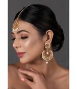 Pearl Beaded Kundan Inspired Mang Tika With Chandbali