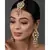 Classic Pink beaded Gold Tone Kundan Inspired Maang Tikka with Earrings