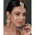 Classic Pink beaded Gold Tone Kundan Inspired Maang Tikka with Earrings