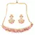 Pearl & Pink beaded  Gold Tone Kundan Inspired Necklace with Earrings and Maang Tikka