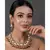 Pink Green Gold Tone Kundan Necklace with Earrings