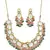 Pink Green Gold Tone Kundan Necklace with Earrings