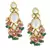 Pink Green Gold Tone Kundan Necklace with Earrings
