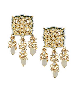 Cream Gold Tone Kundan Choker Set 4